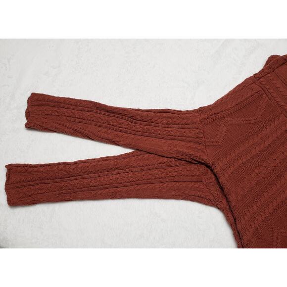 Left on Houston Rust Sweater Sz S Oversized Geometric Knit Retro Boho Cozycore - Picture 5 of 8